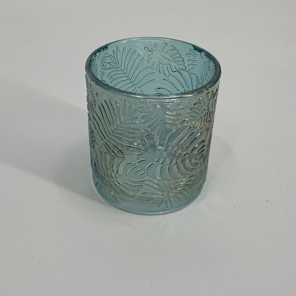 Oasis Palm Leaves Glass Candle Holder